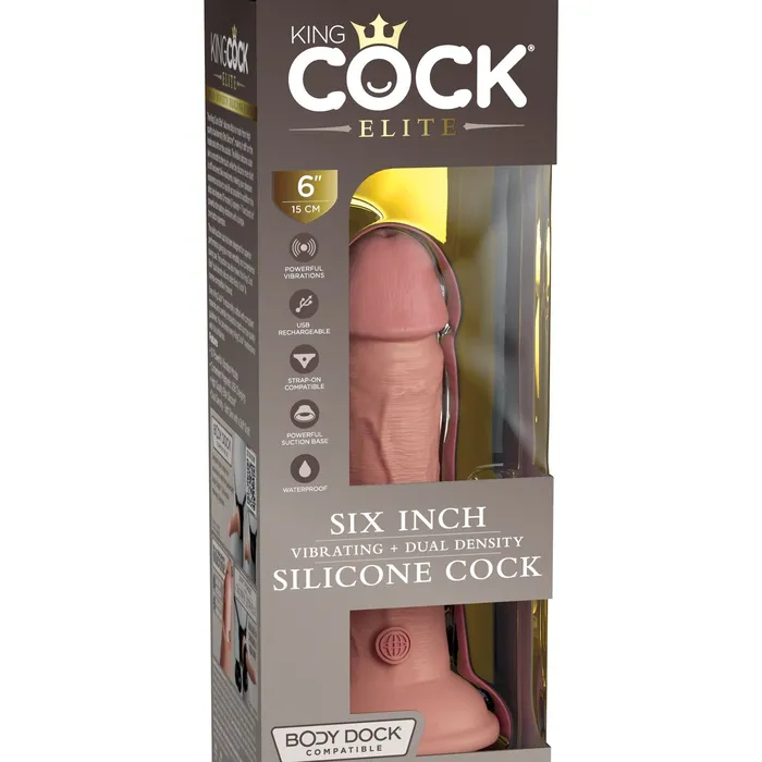 King Cock Elite 6 Vibrating Silicone Dual Density Dildo Vanilla Pipedream Products Dildos
