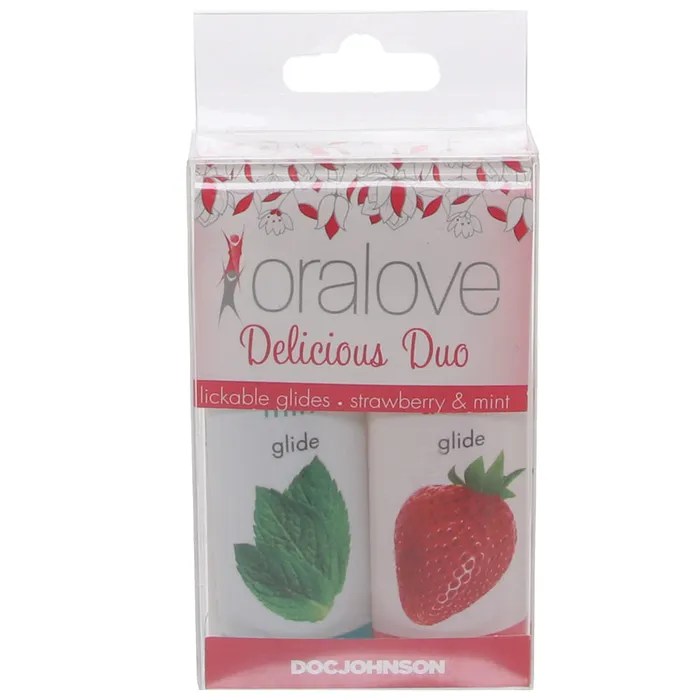Doc Johnson Female Sex Toys Oralove Delicious Duo Lickable Lubes in Strawberry Mint
