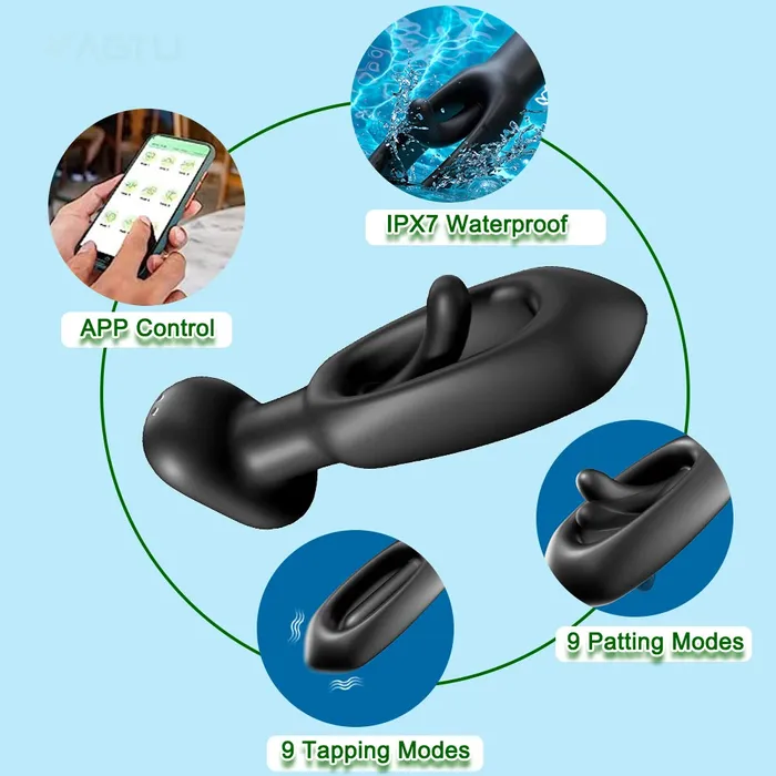 Anal propinkup APP Control Butt Plug 9 Tapping 9 Vibrating Anal Plug Pointed Design Anal Vibrator Prostate Massager