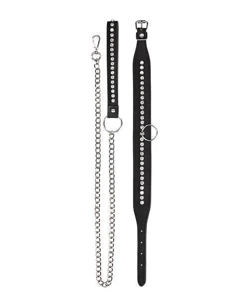 Anal Shots America LLC Shots Ouch Diamond Studded Collar Wleash Black