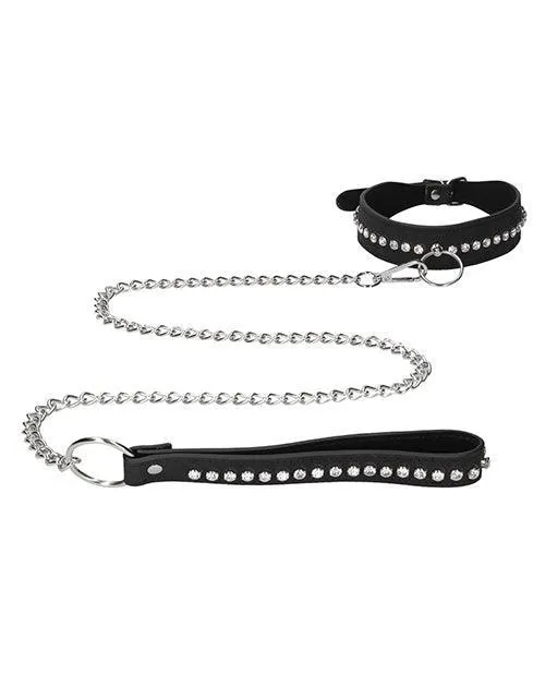 Anal Shots America LLC Shots Ouch Diamond Studded Collar Wleash Black