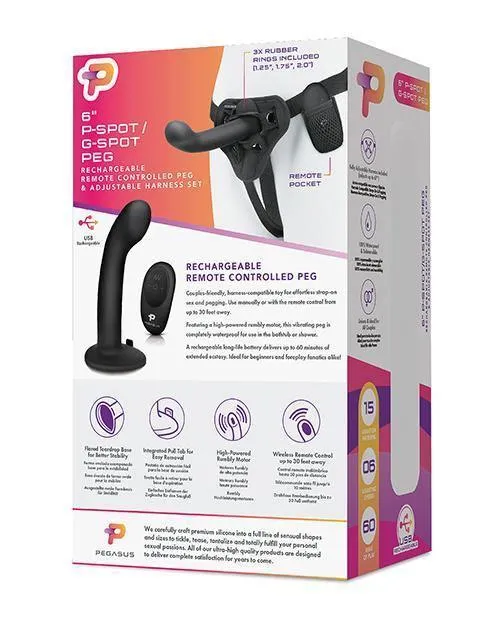 Female Sex Toys Pegasus 6 Rechargeable Pspot Gspot Peg Wadjustable Harness Remote Set Black Electric Eel INC
