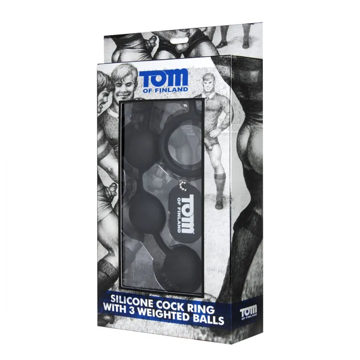 Tom of Finland Silicone Cock Ring with 3 Weighted Balls Tom of Finland Male Sex Toys