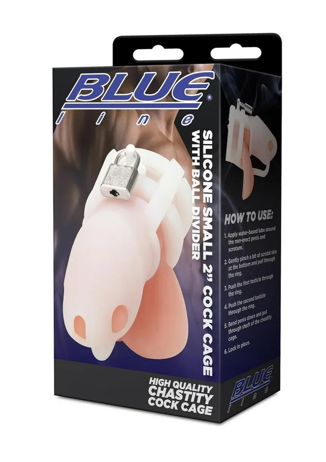 Blue Line Silicone Cock Cage with Ball Divider Blue Line CandB Gear Male Sex Toys