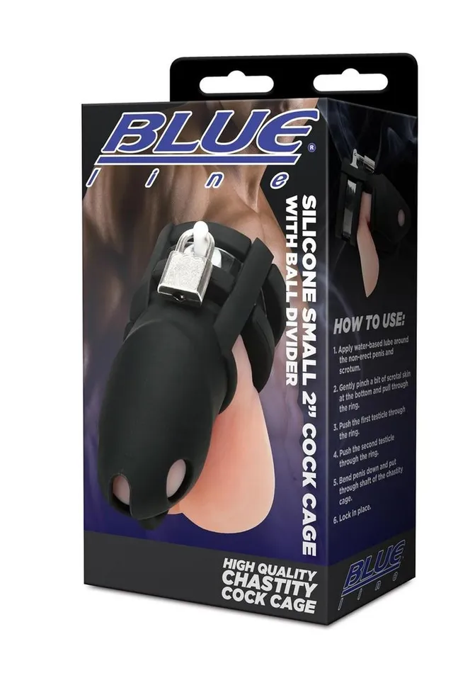 Blue Line Silicone Cock Cage with Ball Divider Blue Line CandB Gear Male Sex Toys
