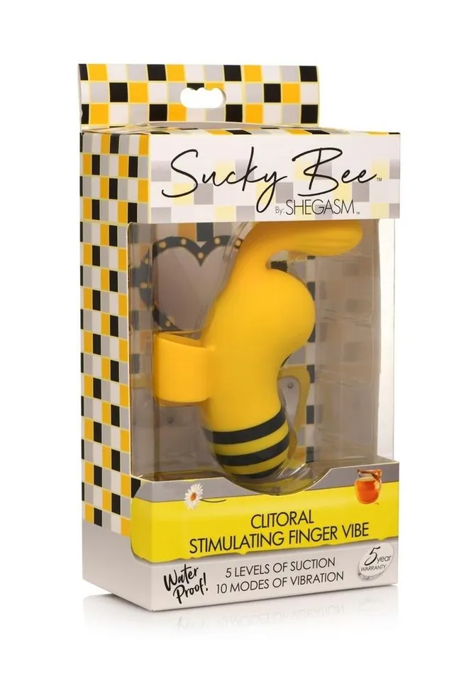 SHEGASM Shegasm Sucky Bee Rechargeable Silicone Clitoral Stimulating Finger Vibrator Female Sex Toys